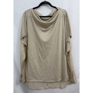 Bryn Walker Linen Blend Beige Gold Poncho‎ Top Blouse Oversized Womens Size L